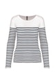 Dames T-shirt lange mouw gestreept Kariban K386 WHITE-NAVY STRIPES